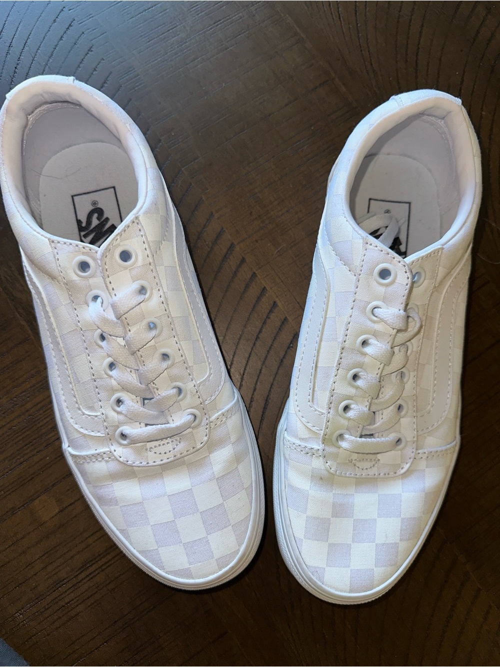 Vans White Checkerboard Low Top Sneakers 7.5